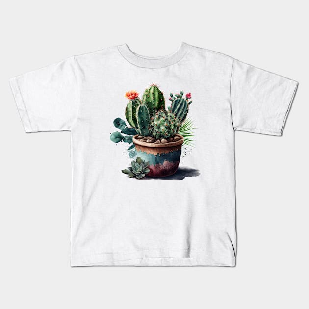 Cactus Pot Kids T-Shirt by Mixtgifts
